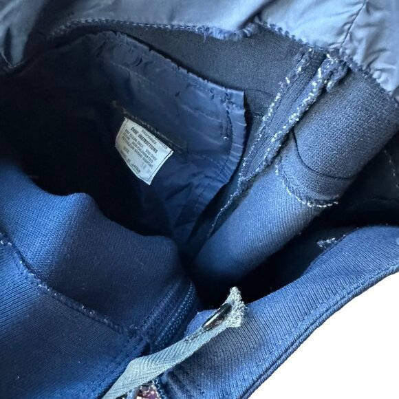 Obermeyer Men Ski Bib Pants Overalls 34 RL Wool Blend Padded Knees Navy Vtg - Picture 13 of 16